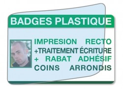 Carte polyester 0,65 mm 1 face + rabat adhésif + pavé d'écriture