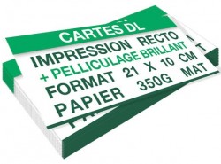 Carte 100 × 210 mm 350 g mat 1 face + pelliculage brillant 1 face