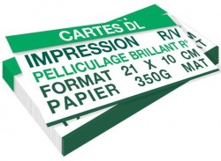 Carte 100 × 210 mm 350 g mat 2 faces + pelliculage brillant 1 face