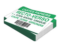 Carte de visite 2 faces 85 × 55 mm 350 g brillant + code-barres + vernis brillant 2 faces + coins arrondis