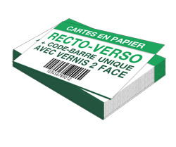 Carte de visite 2 faces 85 × 55 mm 350 g mat + code-barres + vernis brillant 2 faces