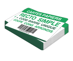 Carte de visite 1 face 85 × 55 mm 350 g brillant + code-barres + vernis brillant 2 faces + coins arrondis