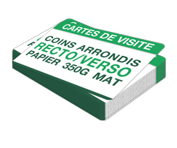 Carte de visite 2 faces 85 × 55 mm 350 g mat + coins arrondis