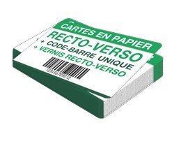 Carte de visite 2 faces 85 × 55 mm 350 g brillant + code-barres + vernis brillant 2 faces + coins arrondis