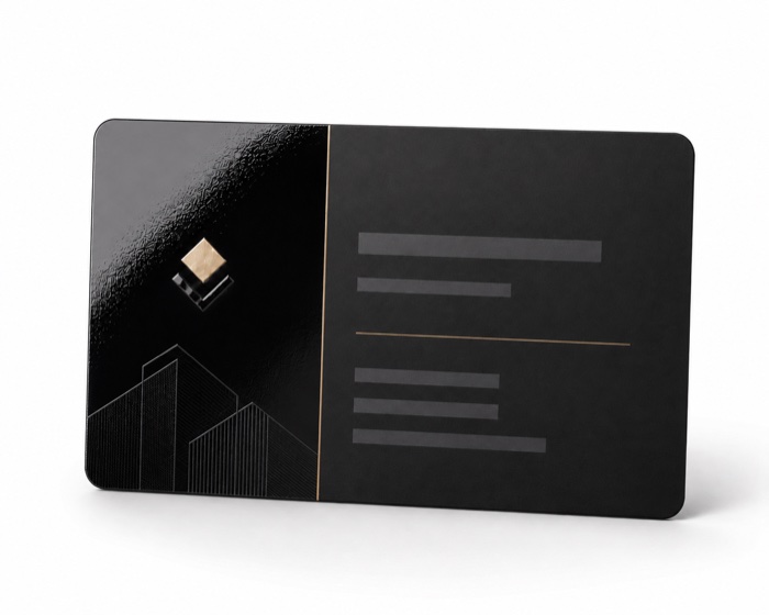 Carte de visite 2 faces 85 × 55 mm 350 g mat + pelliculage mat 2 faces + vernis sélectif 2 faces + coins arrondis